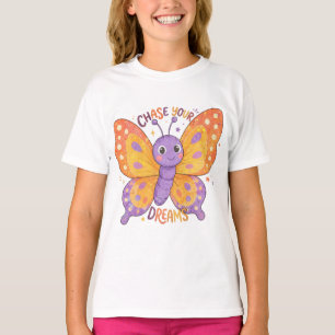 Camiseta Perseguir Seus Sonhos Ilustração Borboleta Fofa