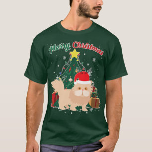 Camiseta Pérsia Cat Árvore de Natal Neves Flakes Xmas Prese