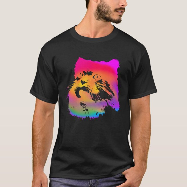 Camiseta Persian Cat Cute Rainbow Cats Graphic Kitten (Frente)