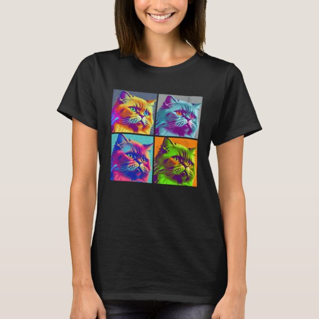 Camiseta Persian Cat Pop Illustration Colorful Animal Men   (Frente)