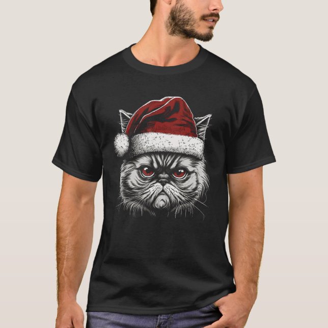 Camiseta Persian Cat with Santa Hat (Frente)