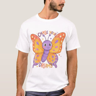 Camiseta Persiga Seus Sonhos Ilustração Borboleta Fofa