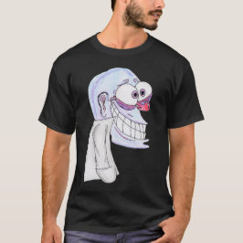 Camiseta personagem azul sorrindo com casaco