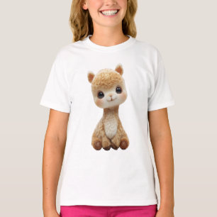 Camiseta Personagem de Alpaca Sentado Adoravelmente Fofo pa