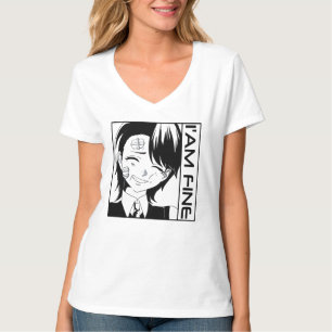 Camiseta Personagem de Anime Fofo: "ESTOU BEM"
