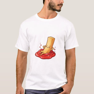 Camiseta Personagem de Batata Frita Relaxada Reclinada em K