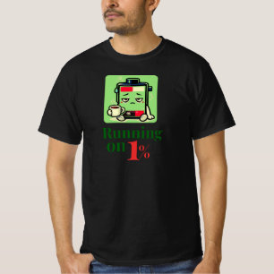Camiseta Personagem de bateria de café engraçado funcionand