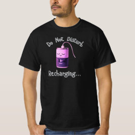 Camiseta Personagem de Bateria Fofo Recarregando Não Pertur
