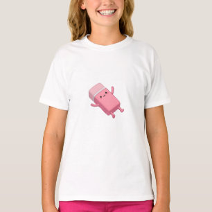 Camiseta Personagem de Borracha Rosa Kawaii para Crianças