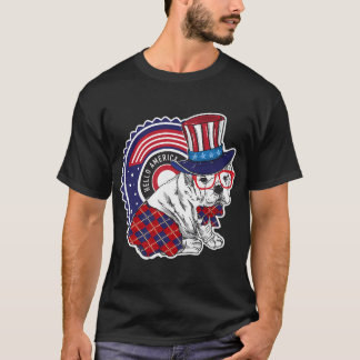 Camiseta Personagem de cachorro divertido com chapéu do tio