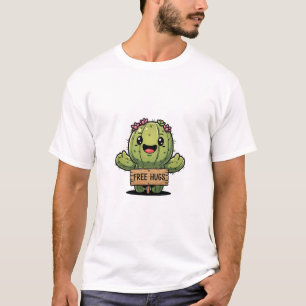 Camiseta Personagem de Cacto de Desenho Animado Fofo Oferec