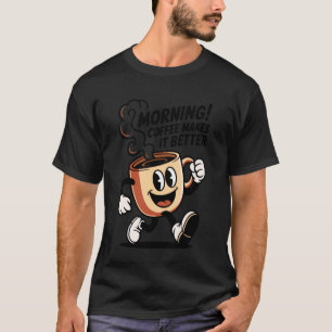 Camiseta Personagem de Café Engraçado u2013 Desenho Animado