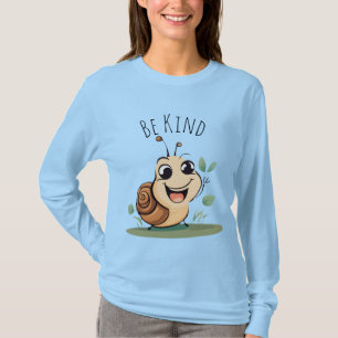 Camiseta Personagem de caracol sorridente pedindo para ser