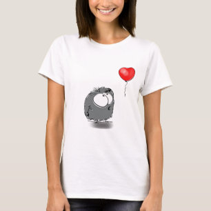 Camiseta Personagem de desenho animado bonito com balão ver