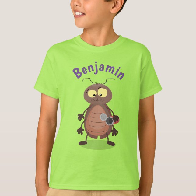 Camiseta Personagem de desenho animado de barata engraçada (Frente)