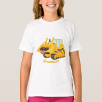 Personagem de desenho animado de bulldozer amarelo