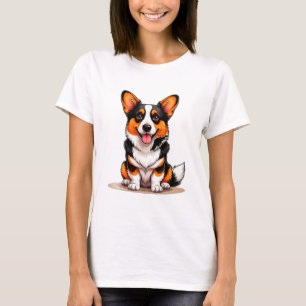 Camiseta Personagem de desenho animado de cachorrinho Corgi