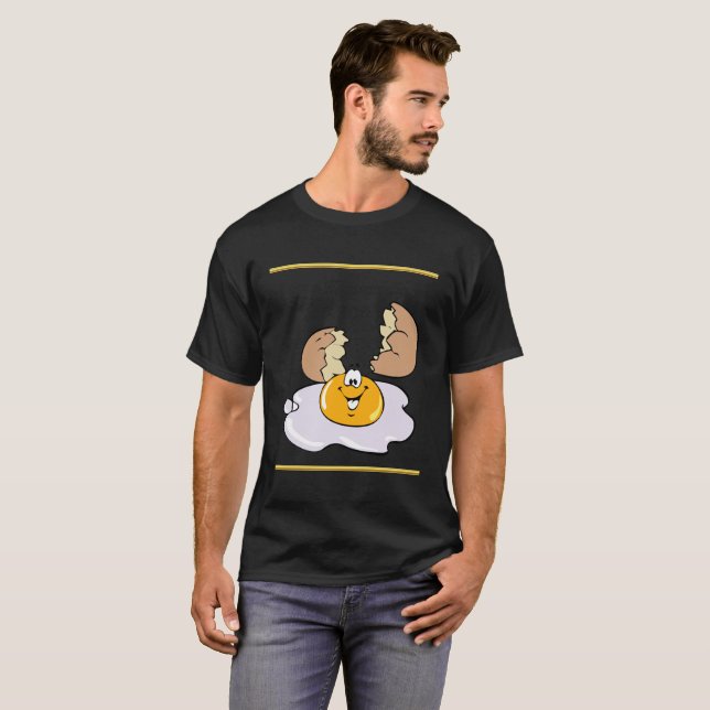 Camiseta personagem de desenho animado de ovo frito com sor (Frente Completa)