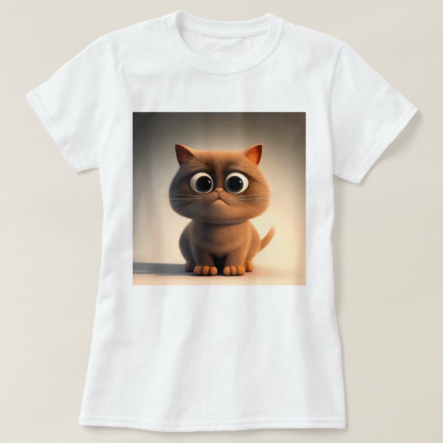 Camiseta personagem de desenho animado de um gato fofo (Frente do Design)