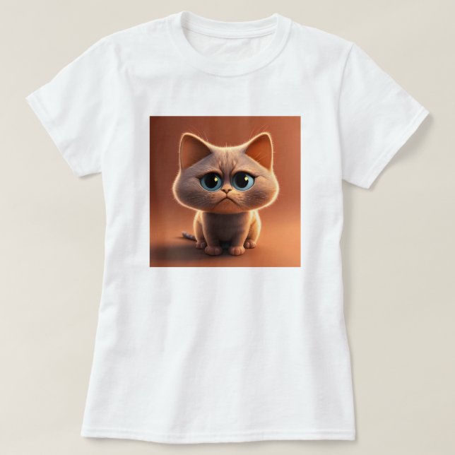 Camiseta personagem de desenho animado de um gato fofo (Frente do Design)