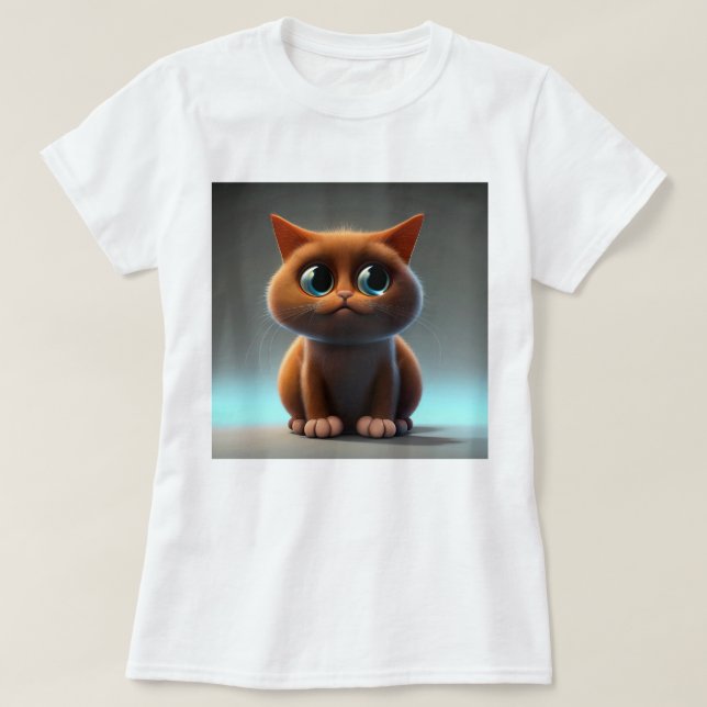 Camiseta personagem de desenho animado de um gato fofo (Frente do Design)
