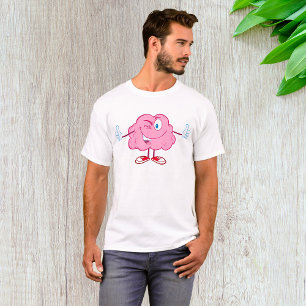 Camiseta Personagem de desenho animado do cérebro fazendo s
