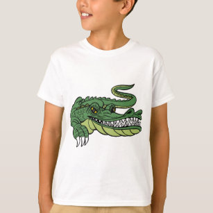 Camiseta Para Bebê Boca verde do jacaré do crocodilo dos desenhos