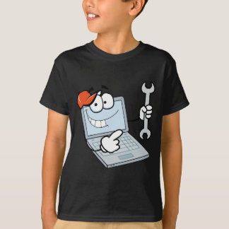 Camiseta Personagem de desenho animado do laptop que