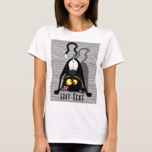 Camiseta Personagem de desenho animado engraçado de gato de