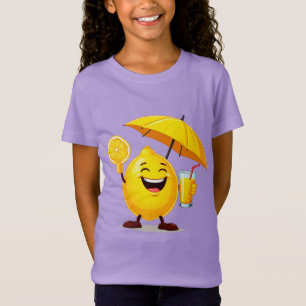 Camiseta Personagem de desenho animado Happy Lemon segurand