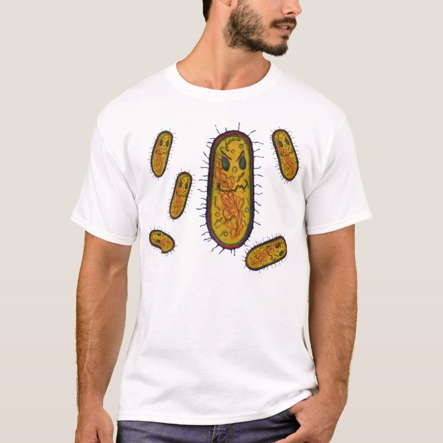 Camiseta Personagem de desenho animado médio das bactérias (Frente)