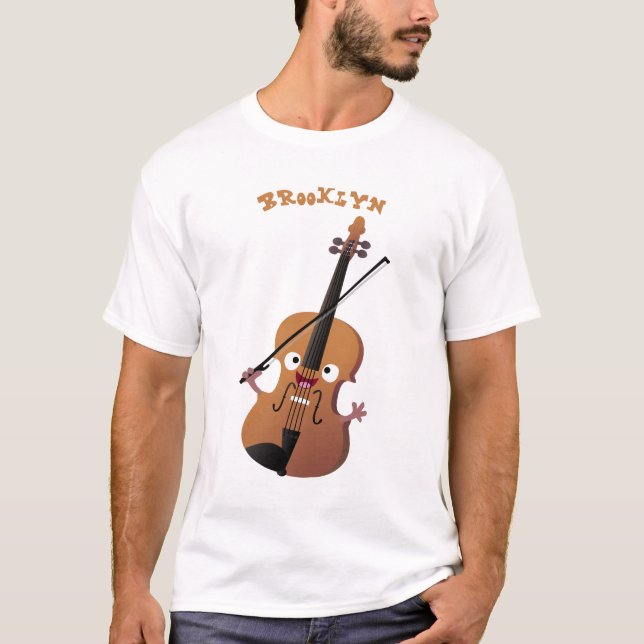 Camiseta Personagem de desenho animado musical de violino e (Frente)