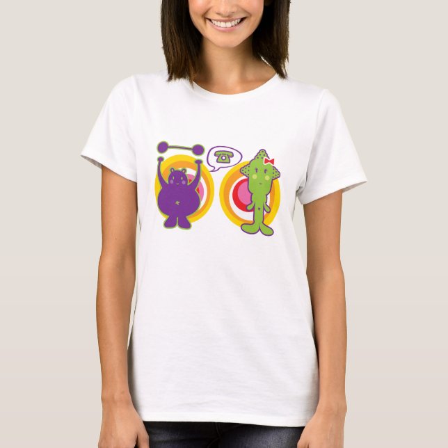 Camiseta Personagem de desenho animado Purple & Miss Green  (Frente)