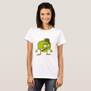 Camiseta personagem de desenho animado verde de maçã com 