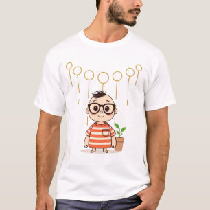 Camiseta Personagem de desenho animado Whimsical com Planta