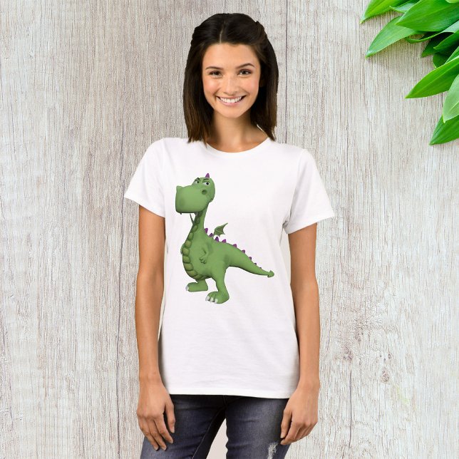 Camiseta Personagem de Dinossauro Verde com Espinhos Roxos (Criador carregado)