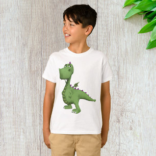 Camiseta Personagem de Dinossauro Verde com Espinhos Roxos