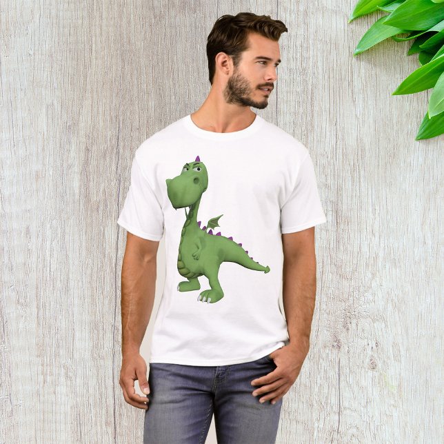 Camiseta Personagem de Dinossauro Verde com Espinhos Roxos (Criador carregado)