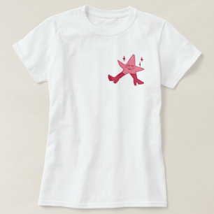 Camiseta Personagem de Estrela-do-Mar Rosa em Saltos Altos
