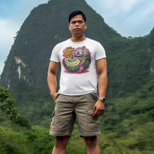 Camiseta Personagem de Fruta Durian de Cartoon Reproduzido