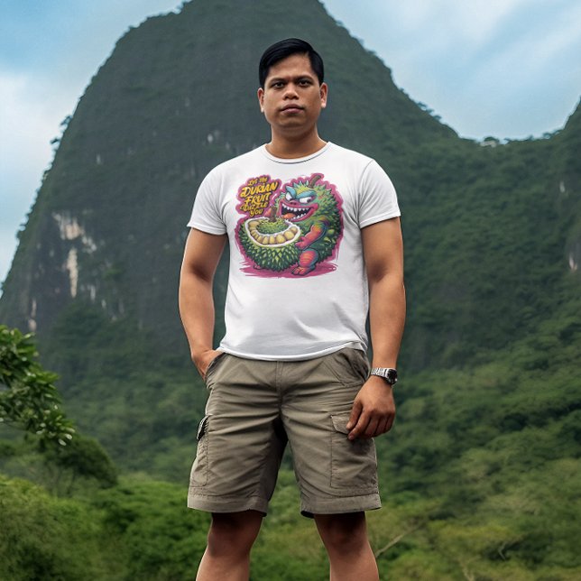 Camiseta Personagem de Fruta Durian de Cartoon Reproduzido (Criador carregado)