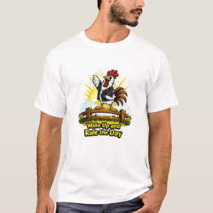 Camiseta Personagem de Galo Ousado – Acorde e Domine o Dia