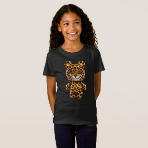Camiseta Personagem de Leopardo Fofo Chibi Animal da Selva