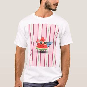 Camiseta Personagem de Melancia Legal Listra Arte de Verão