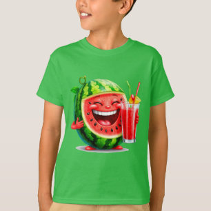 Camiseta Personagem de Melancia Sorridente Apreciando