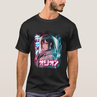 Camiseta Personagem de menina ciberpunk no Japão