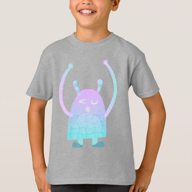 Camiseta Personagem de Monstro Adorável para Crianças  (Frente)