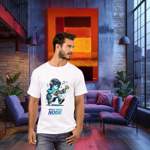 Camiseta Personagem de músico de Baixo Azul Engraçado Músic