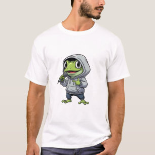 Camiseta Personagem de Sapo Verde Rapping Legal