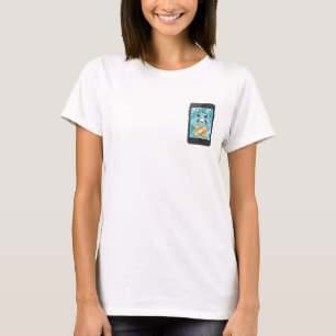 Camiseta Personagem de Smartphone Quebrado e Triste com Ban